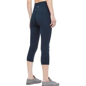 Lululemon Wunder Under Leggings High Rise Crop Navy Blue Size 4